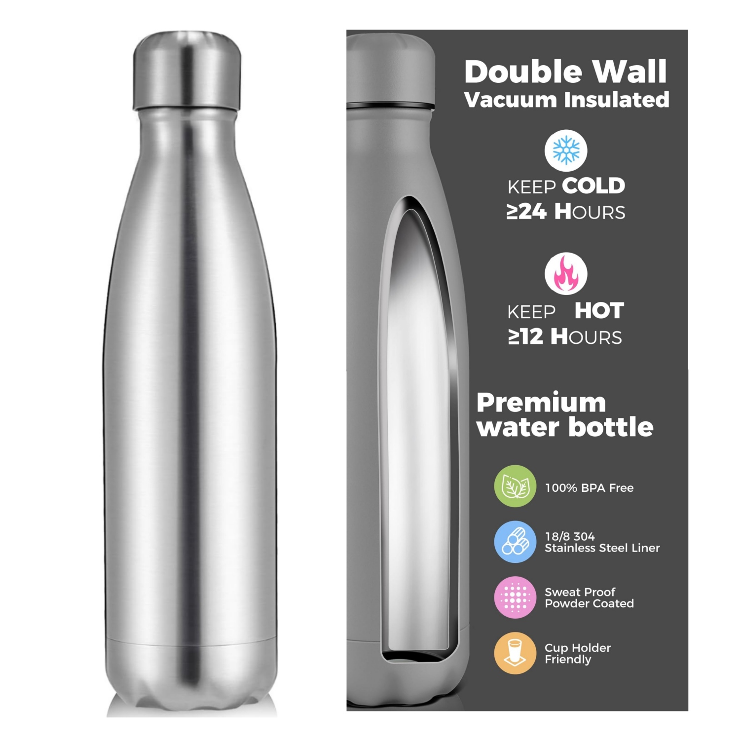 Water Bottle Blank - Bottiglia termica per acqua in acciaio